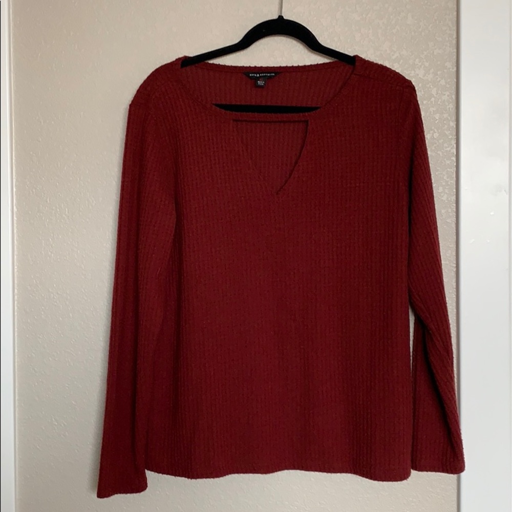 Rock & Republic Waffle-Knit V-Neck Tee, Size XL